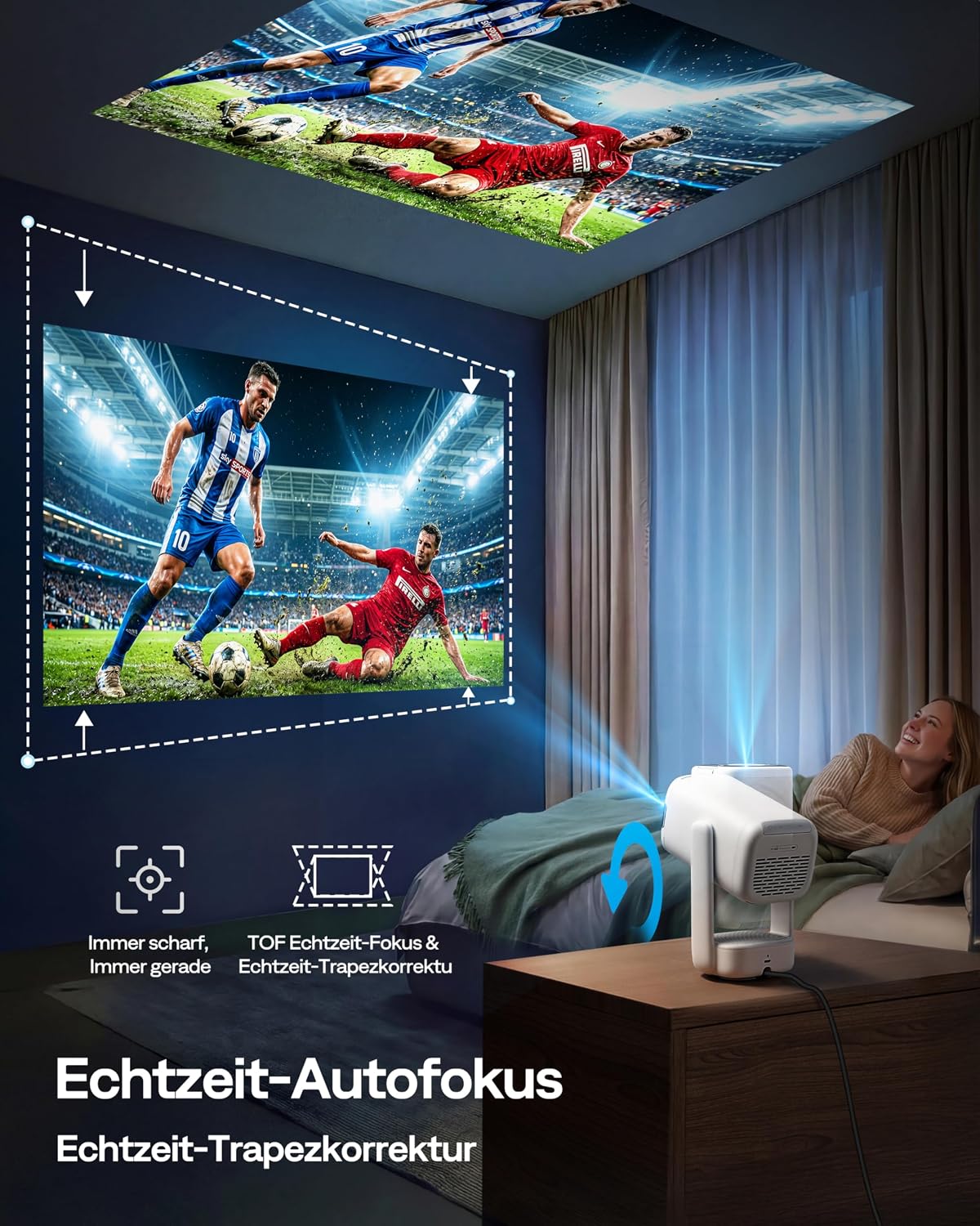Thumbnail 4 de Aurzen D1 air Smart Beamer mit Netflix, 1080P & HDR10, 16W Dolby Audio, 180° drehbar
