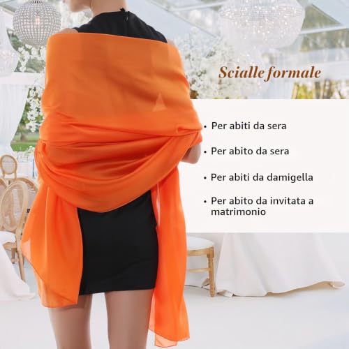 Thumbnail 1 de RIIQIICHY Foulard Sciarpa Seta Donna Pashmina Leggera: Stola double-face arancione per cerimonie