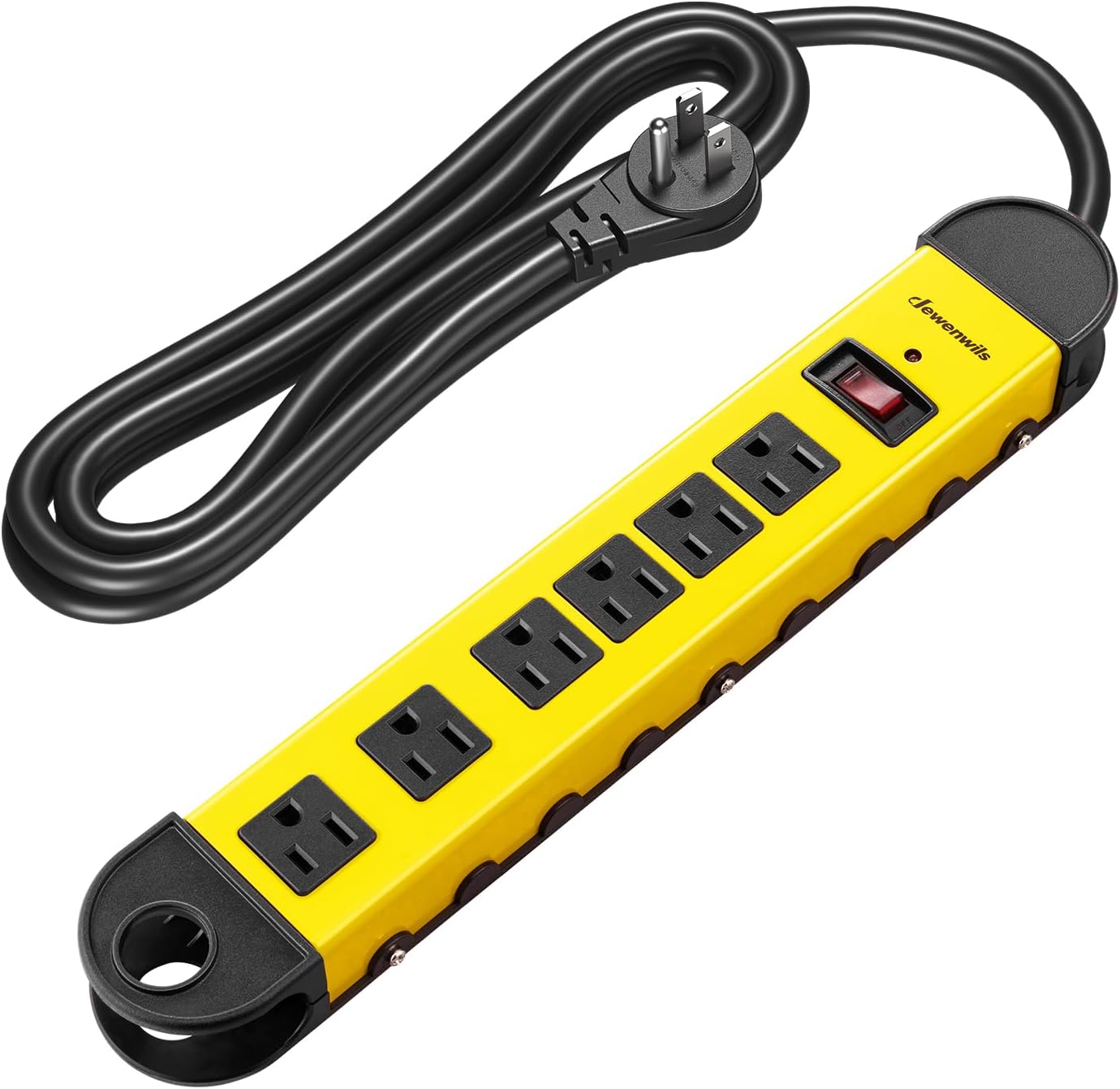 Detalle de DEWENWILS PS-678F-3 Metal Power Strip, 6 Outlets, 900-Joule Surge Protection