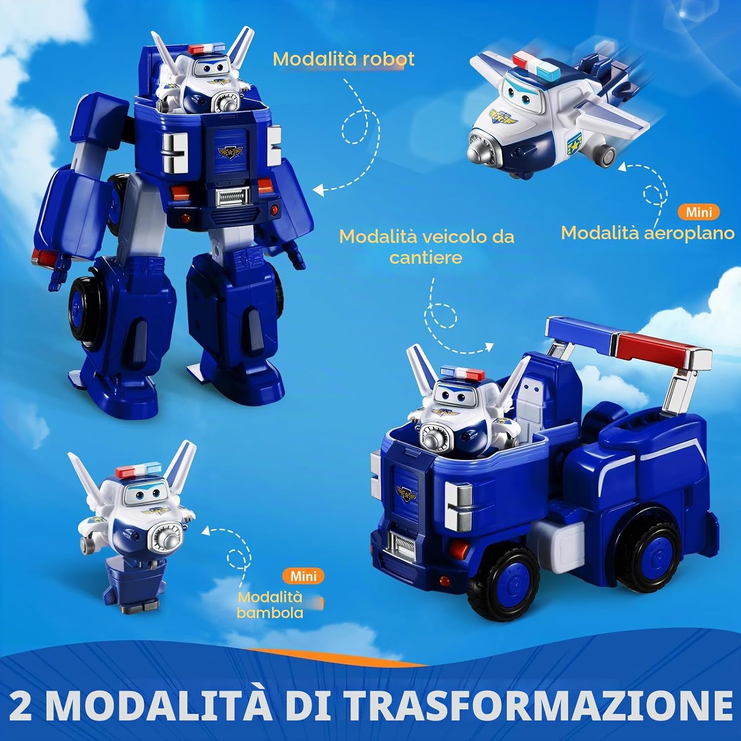 Detalle 2 de Super Wings Trasformabile Aereo Blu 18 cm