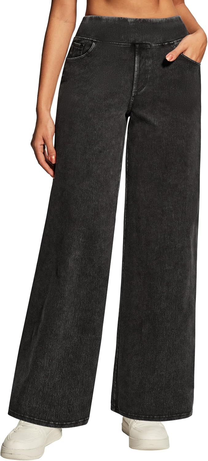 Detalle 2 de Heathyoga Wide Leg High Waist Jeans — Stretchy 1️⃣
