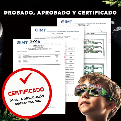 Detalle de Galaxium Pack 12 Gafas de Eclipse Solar para Niños 2026 – Diseños Alien, Astronauta y Dinosaurio