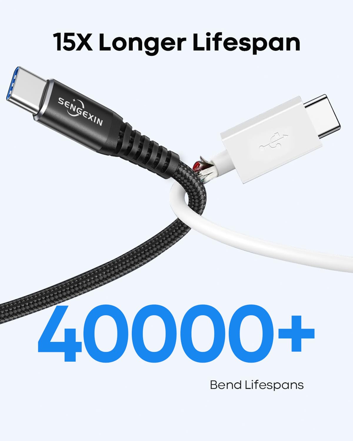 Thumbnail 2 de SENGEXIN USB C Charger Cable 3-Pack (1m+2m+3m) Nylon Braided, USB A to USB C – Fast Charging & Data Sync