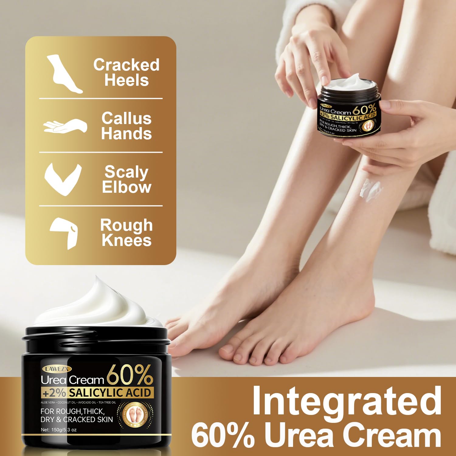 Detalle 2 de LAWEZX Urea Creme 60% für Füße und Hände – Intensive Feuchtigkeit, 150 g