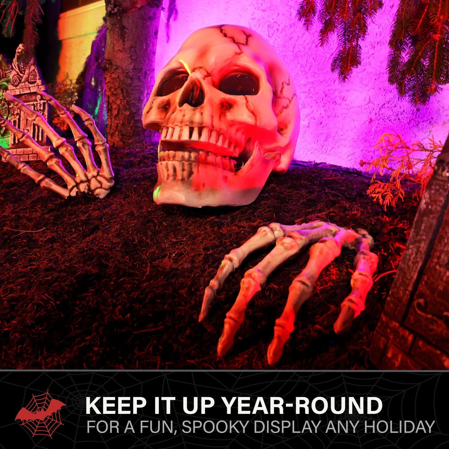 Detalle 2 de Haunted Hill Farm Talking Skeleton, 1.3-Ft.