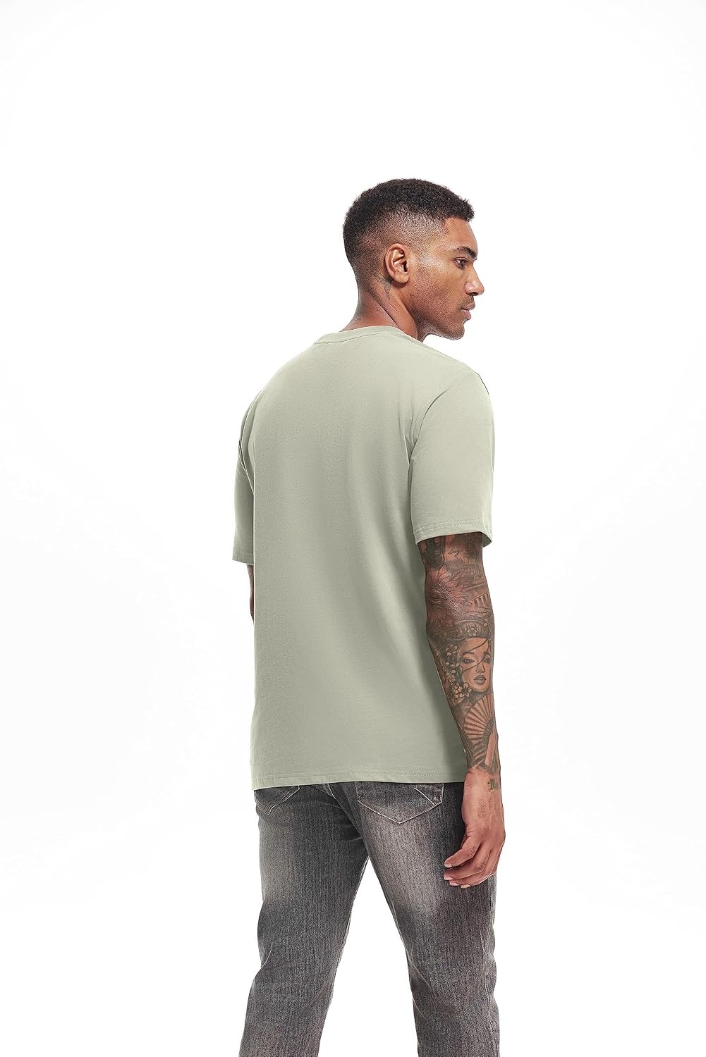 Detalle de VEIISAR Men's Heavyweight 100% Cotton T-Shirt, 250GSM, Garment-Washed