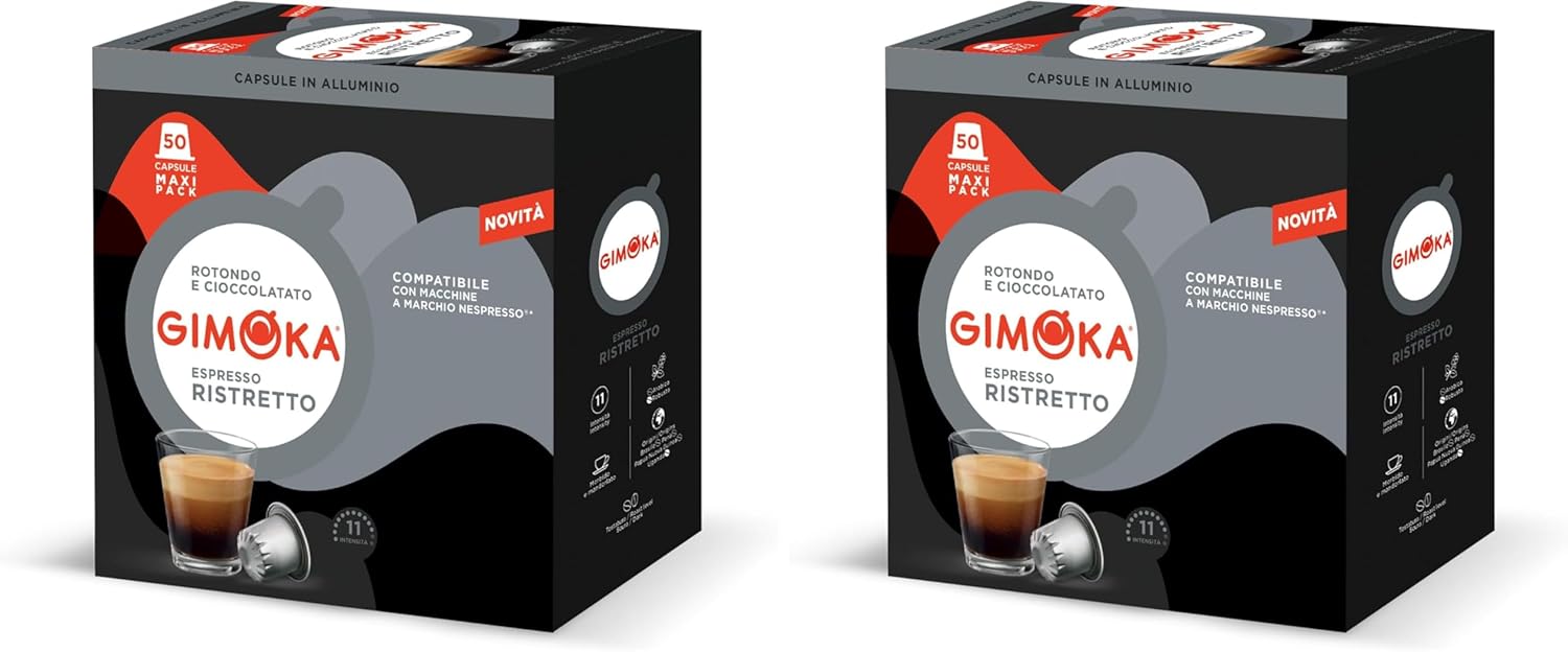Detalle 1 de Gimoka Miscela Espresso Ristretto Intensità 11/13 – 50 Capsule in Alluminio, compatibili con Sistema Nespresso