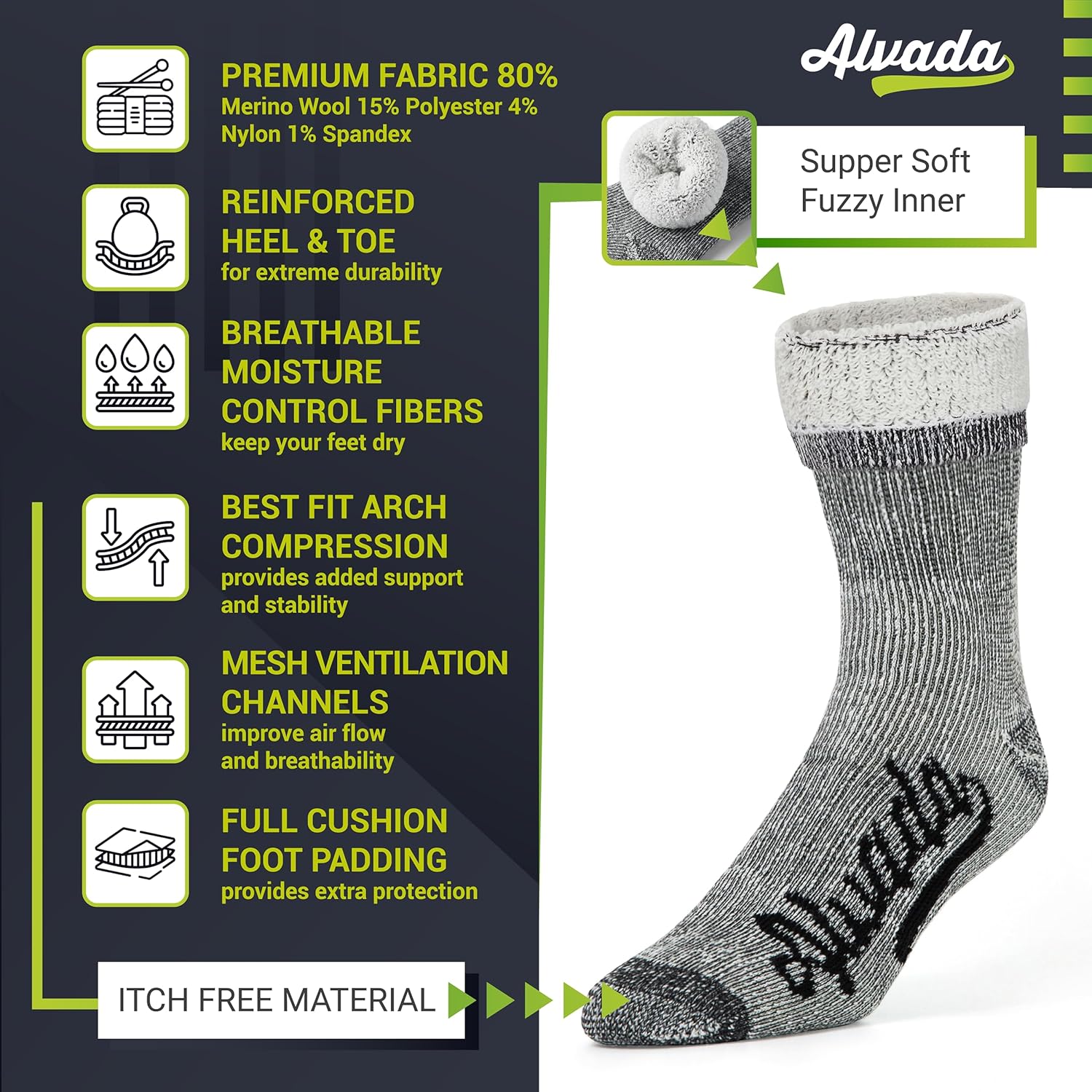 Thumbnail 2 de Alvada Merino Wool Hiking Socks 3-Pack