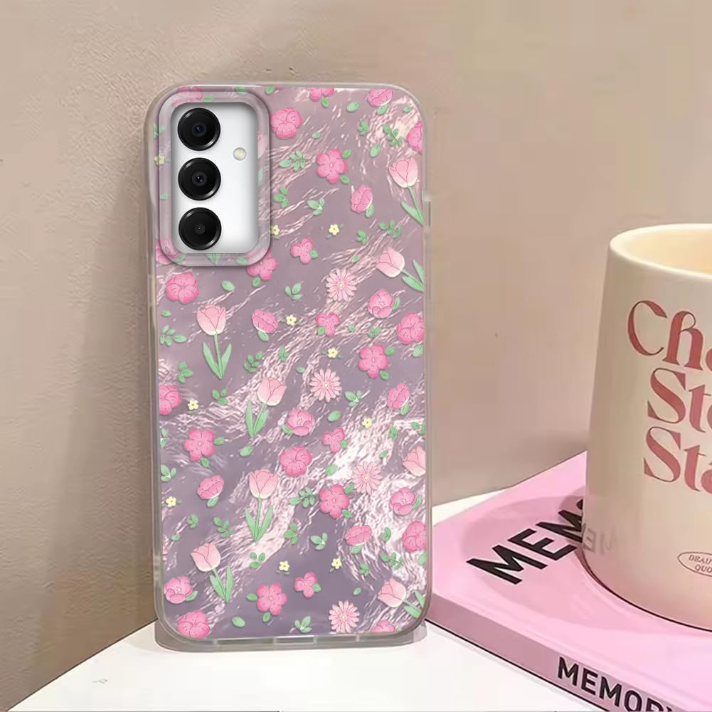Detalle 2 de Tedyhulle Hülle für Samsung Galaxy A34 5G – weicher TPU-Rahmen & harte PC-Rückseite mit rosa Blütenmotiv