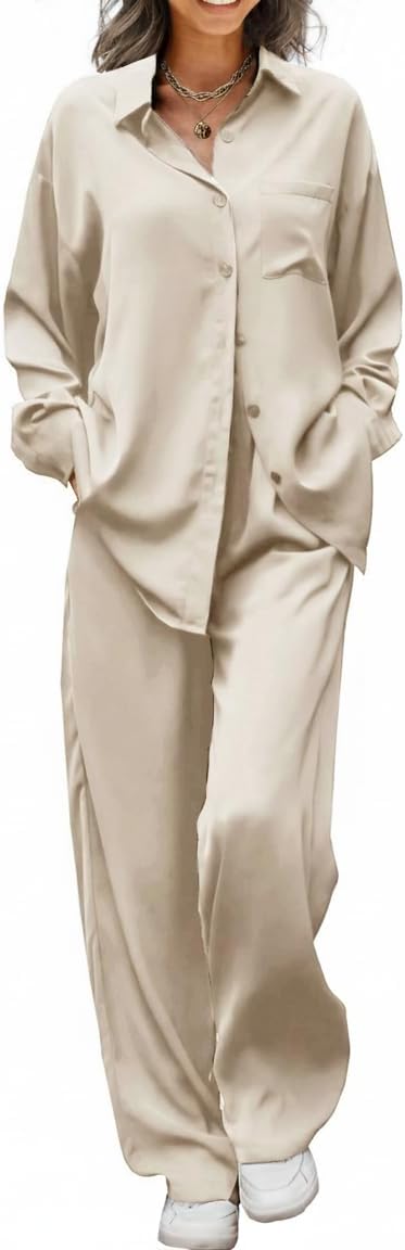 Detalle de Ekouaer Satin Pajama Set