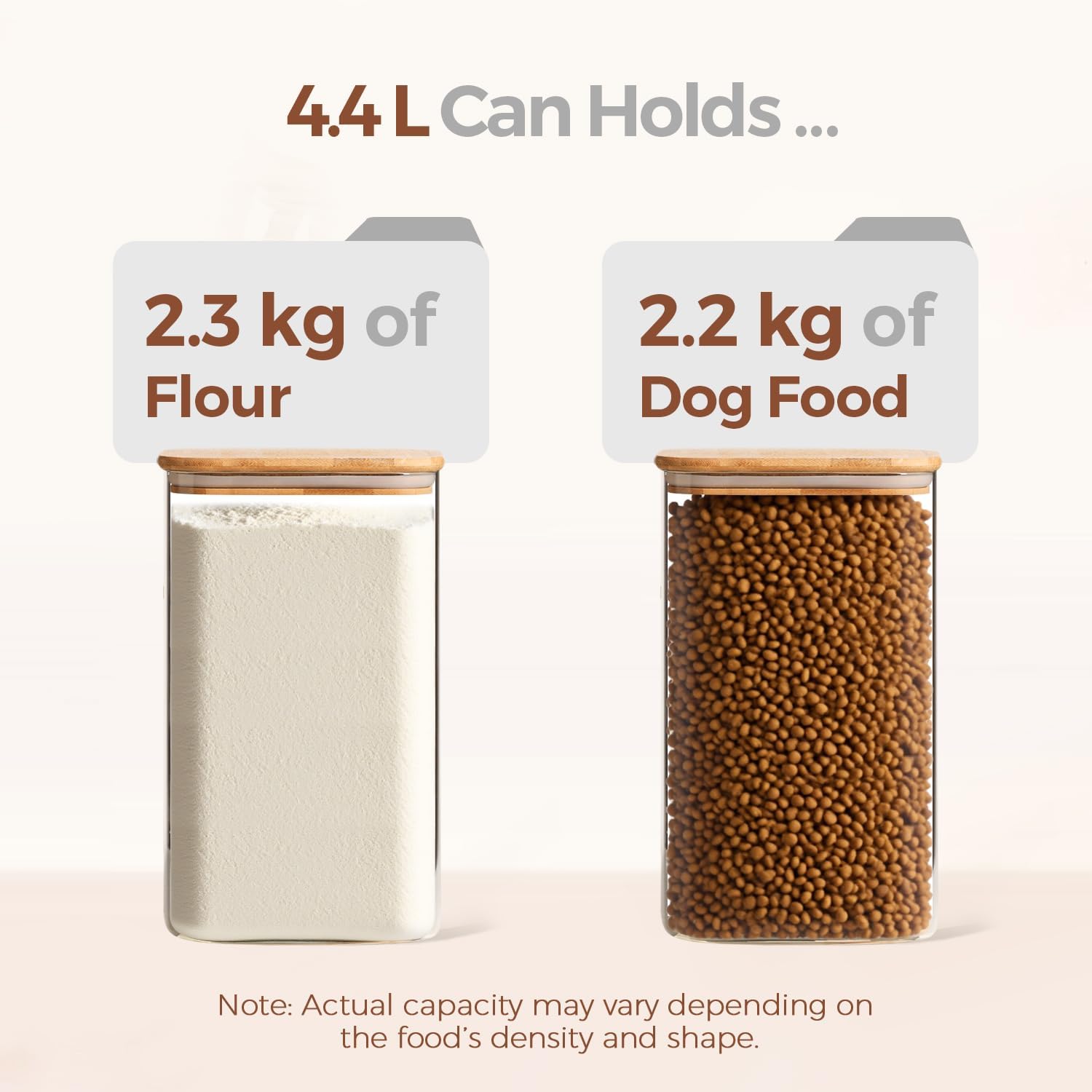 Detalle de ComSaf 4.4 L Glass Storage Jars, 2 Pack with Bamboo Lids