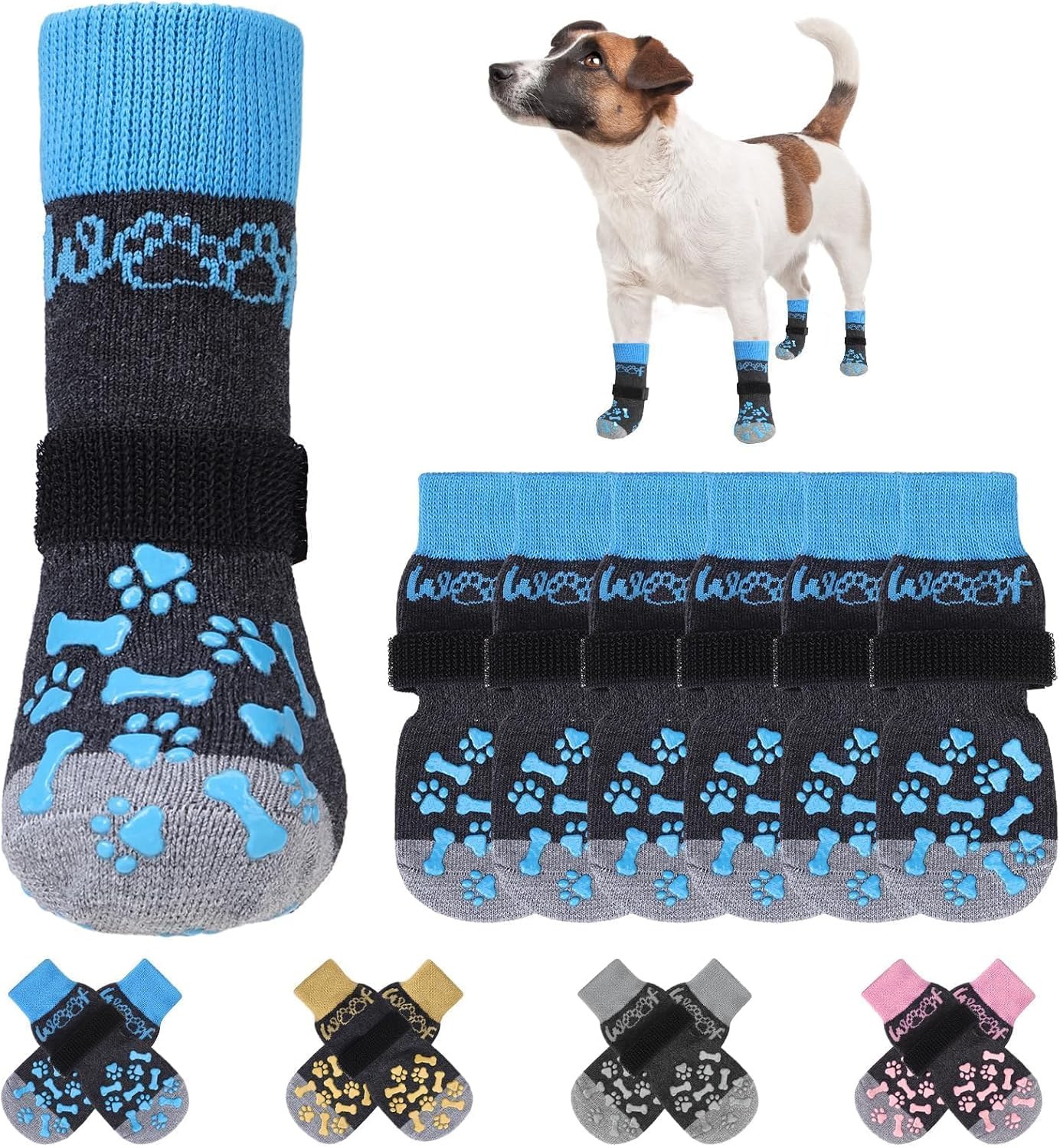 Detalle de KOOLTAIL rutschfeste Hundesocken – doppelseitige Griffe, Leck-/Pfotenschutz, für alle Größen