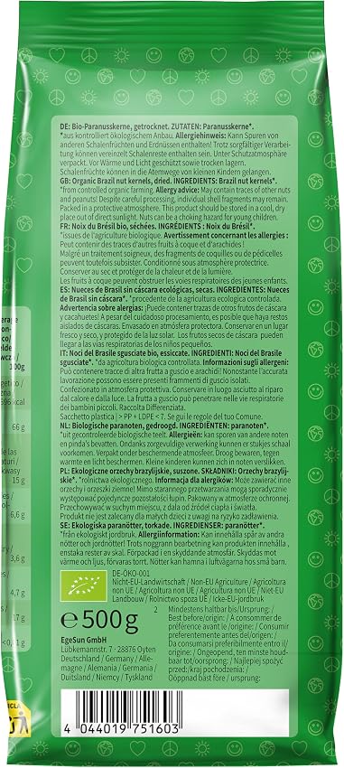 Detalle de Mundo Feliz Nueces de Brasil ecológicas, 2x500 g 🥥