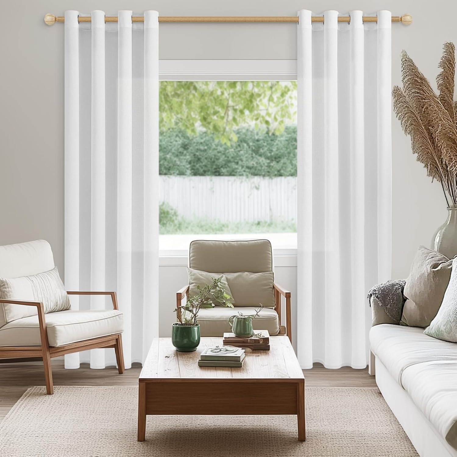 Thumbnail 4 de CUTEWIND Vorhang Weiss Leinenoptik 245 cm