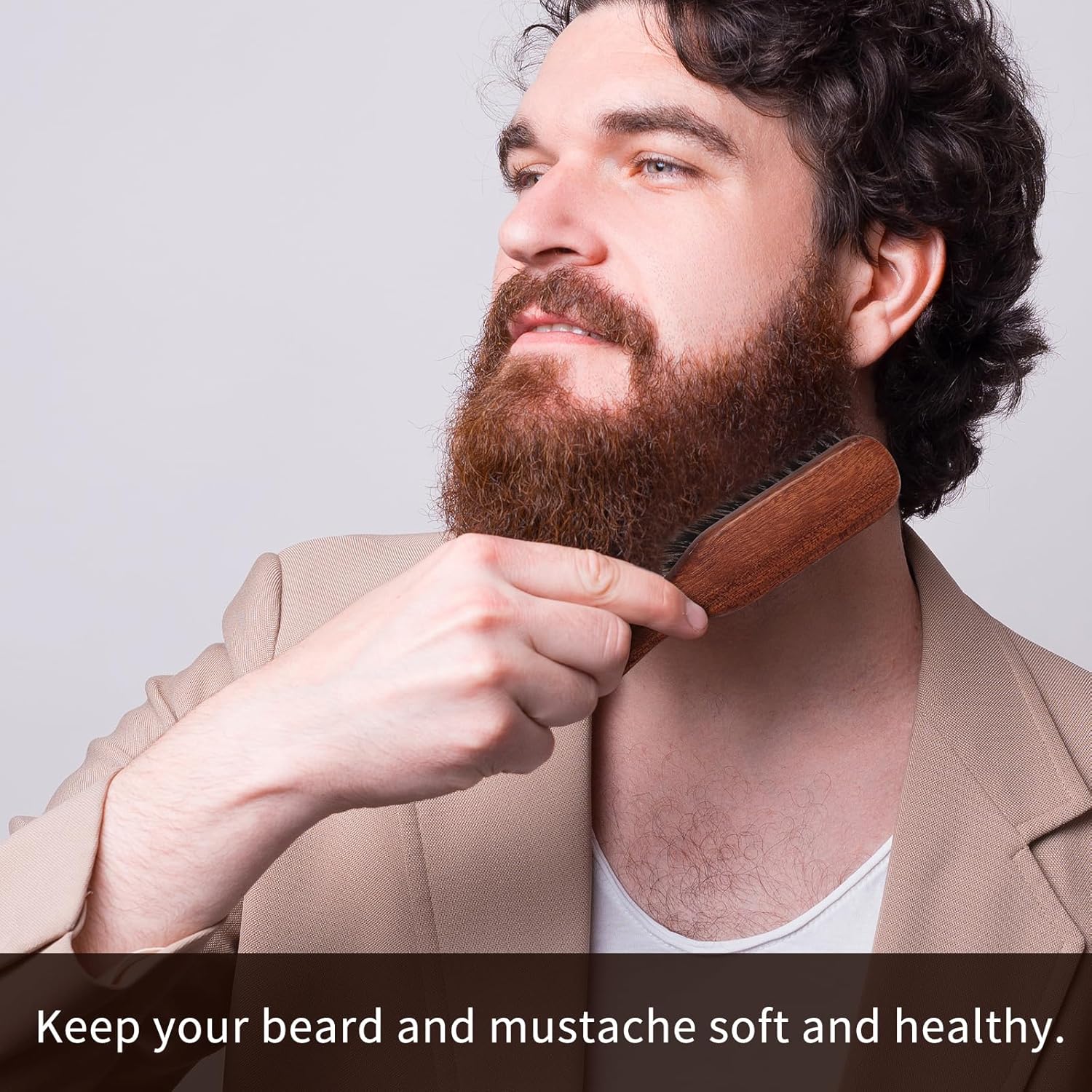 Thumbnail 4 de BESTOOL Bartbürste Wildschweinborsten Braun