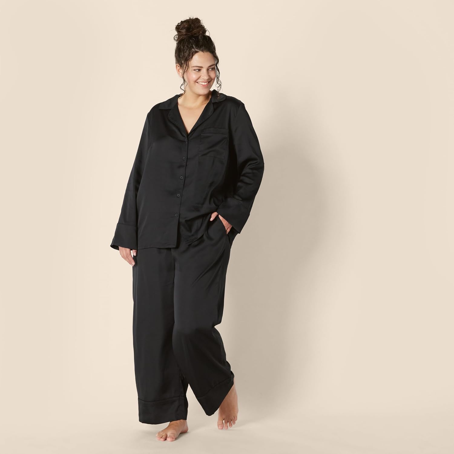 Thumbnail 4 de Amazon Essentials Damen Satin-Pyjamaset mit Hemd und Hose