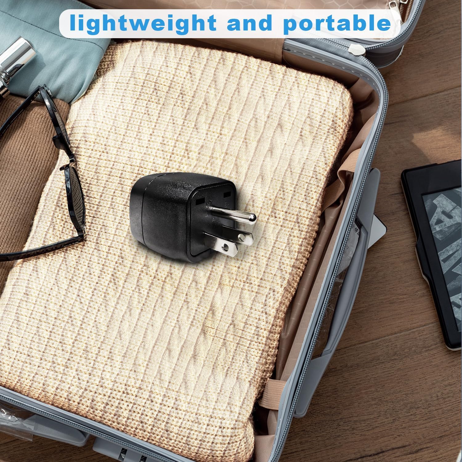 Thumbnail 5 de vutizal Reiseadapter (2er-Set) Typ B für USA – EU-Stecker zu 110–120V, 2500 Watt, Schwarz