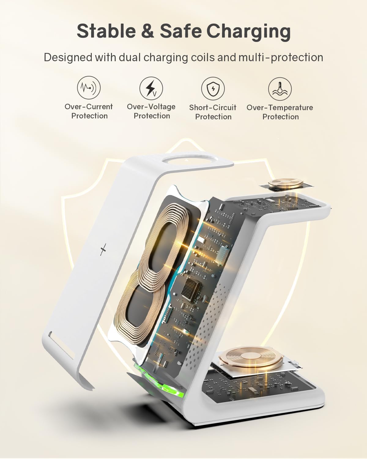 Thumbnail 3 de CIYOYO Wireless Charging Station for Apple (3-in-1) Stand Dock for iPhone, Apple Watch & AirPods