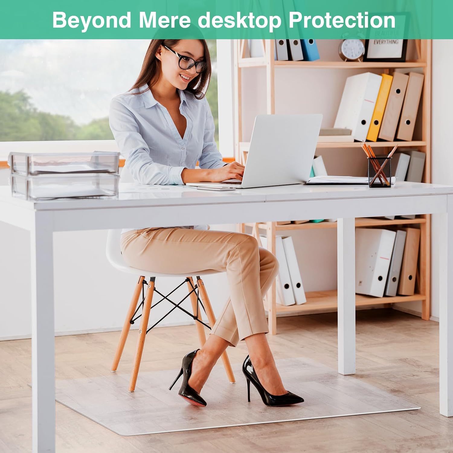 Thumbnail 6 de NATRKE Clear Office Chair Mat for Hard Floors, Large Transparent PVC Chair Floor Protector (120 x 150 cm)