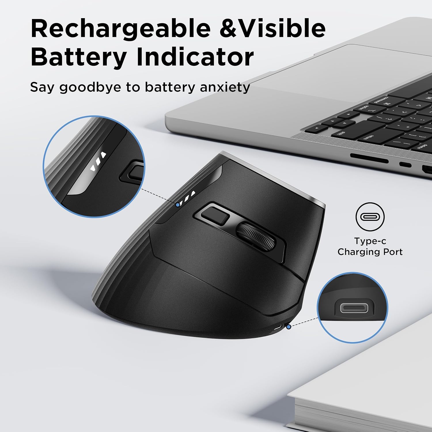 Thumbnail 5 de Uineer Ergonomic Vertical Wireless Mouse 4 DPI 🖱