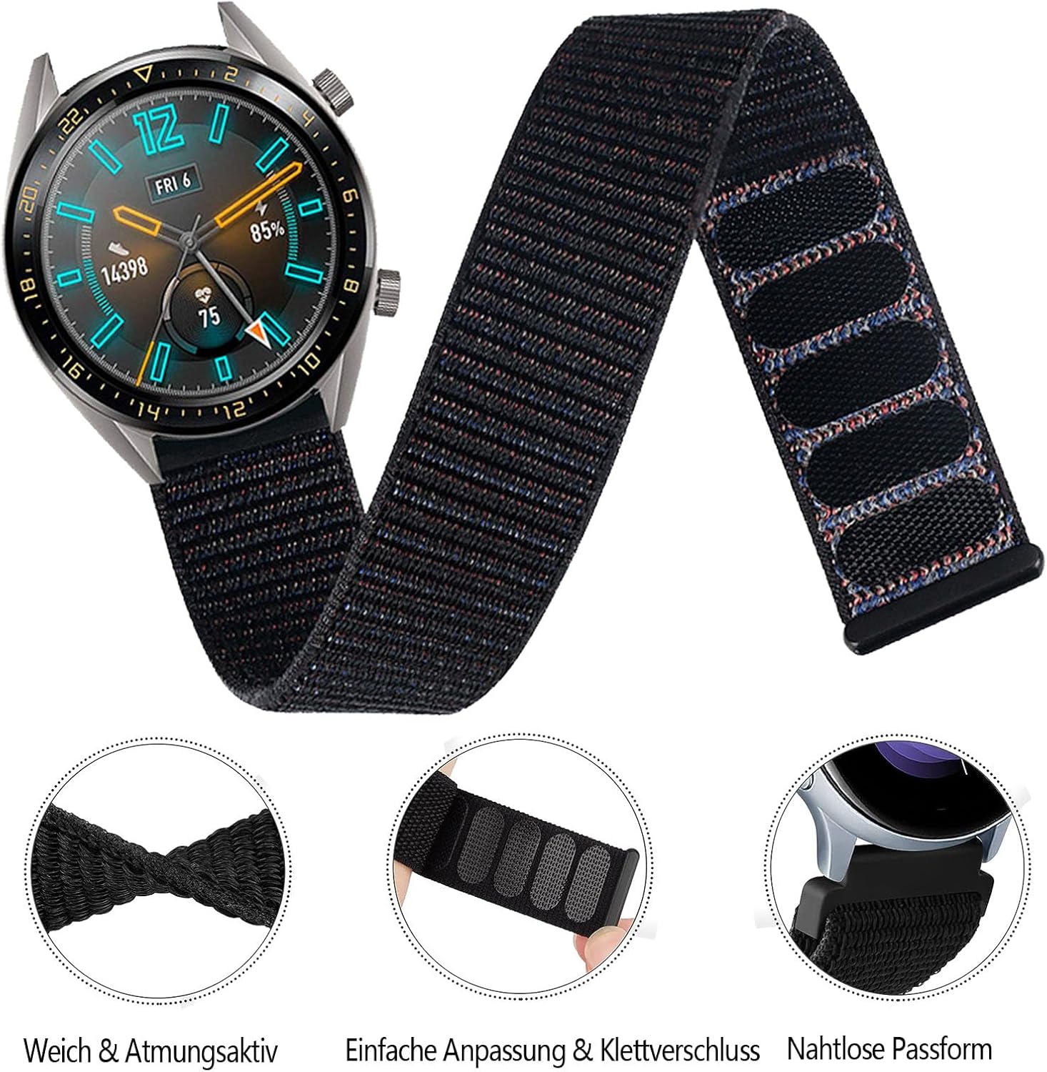 Thumbnail 3 de 22mm Nylon-Armband für Samsung Galaxy Watch 3 und kompatible Uhren (22 mm) – Vielseitiges Sportarmband