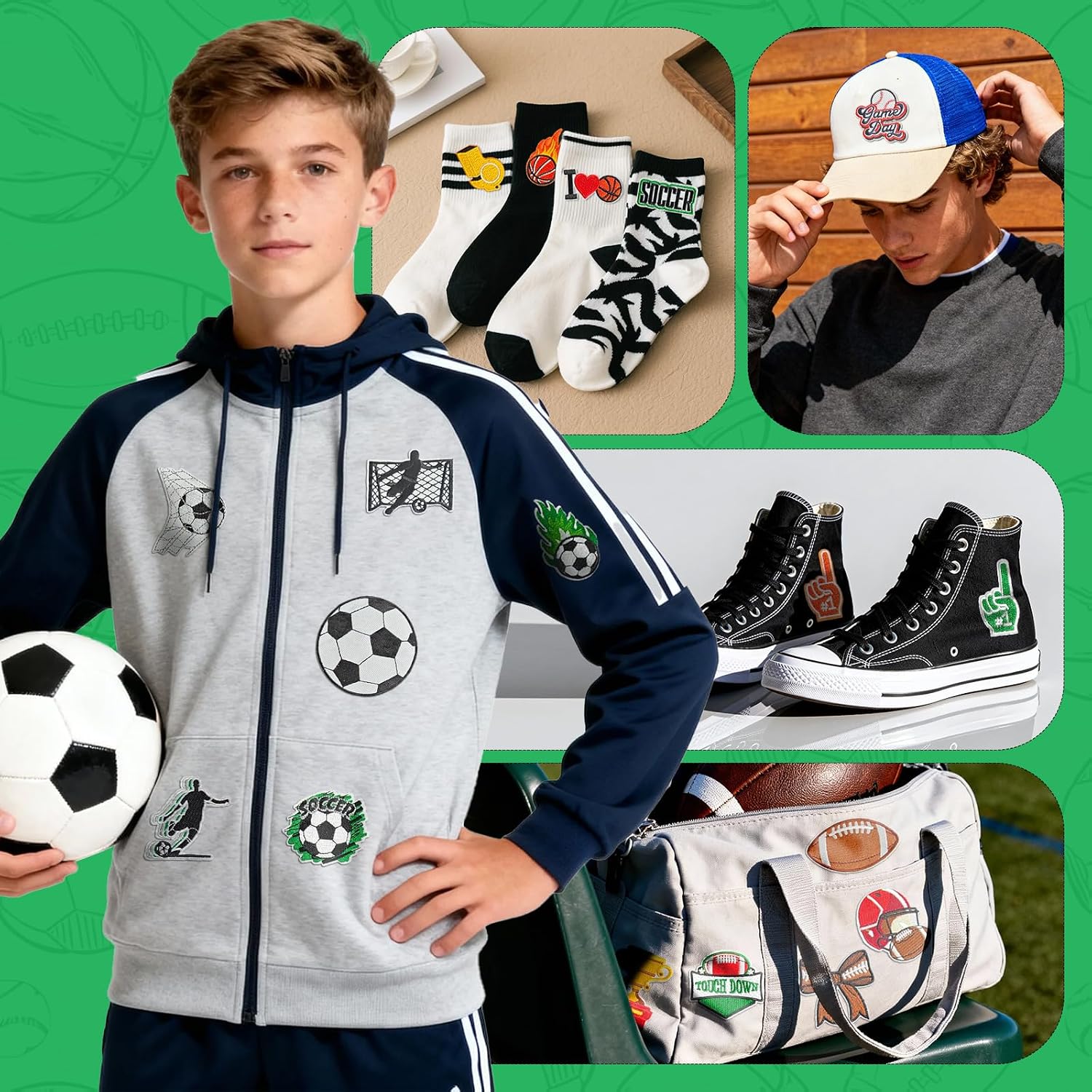 Detalle 1 de TXSN Sports Iron-On Patches, Embroidered Cotton Ball-Sport Appliqués