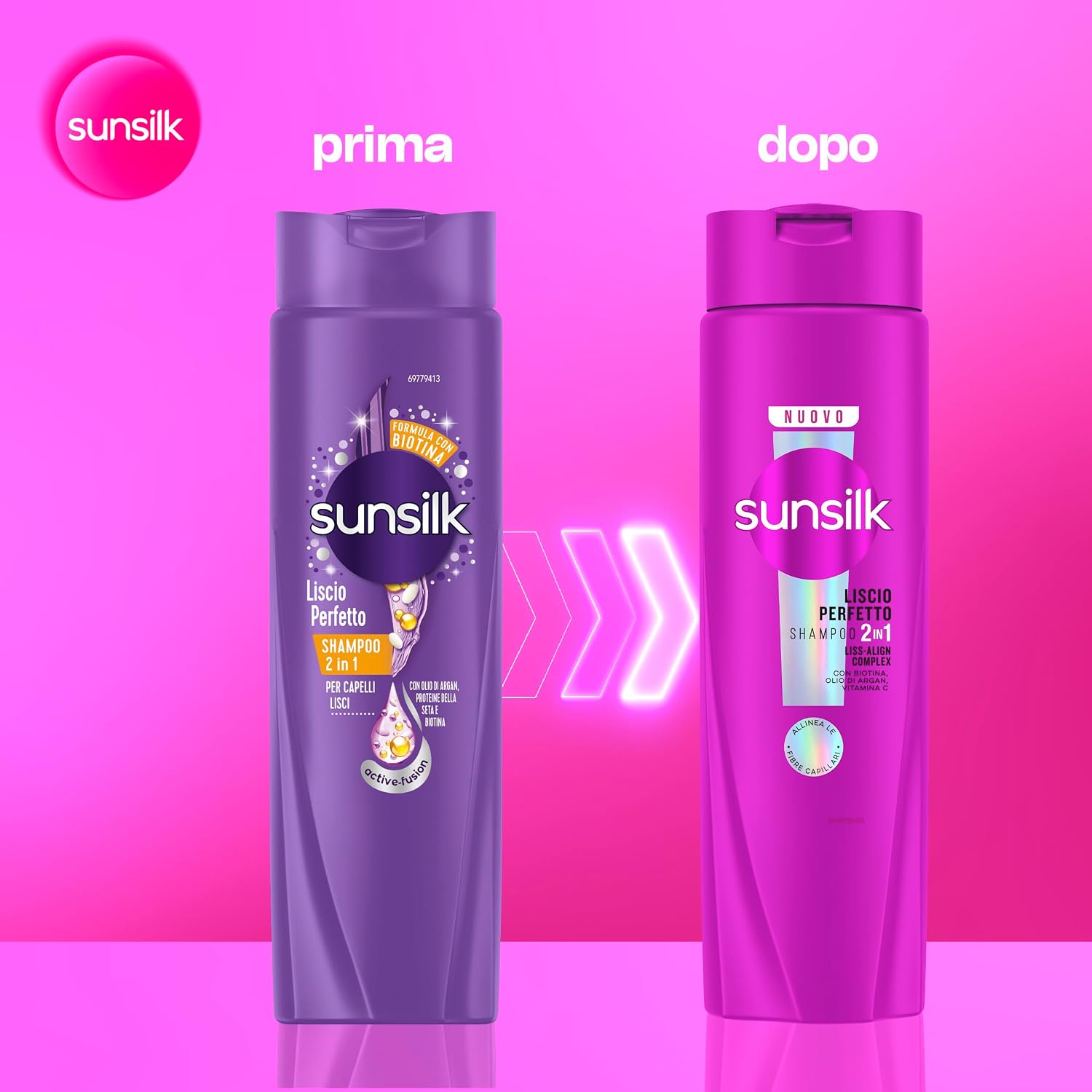 Detalle de Sunsilk Shampoo Liscio Perfetto 2in1 250 ml x 4 confezioni: lisciatura disciplinata e anti-crespo