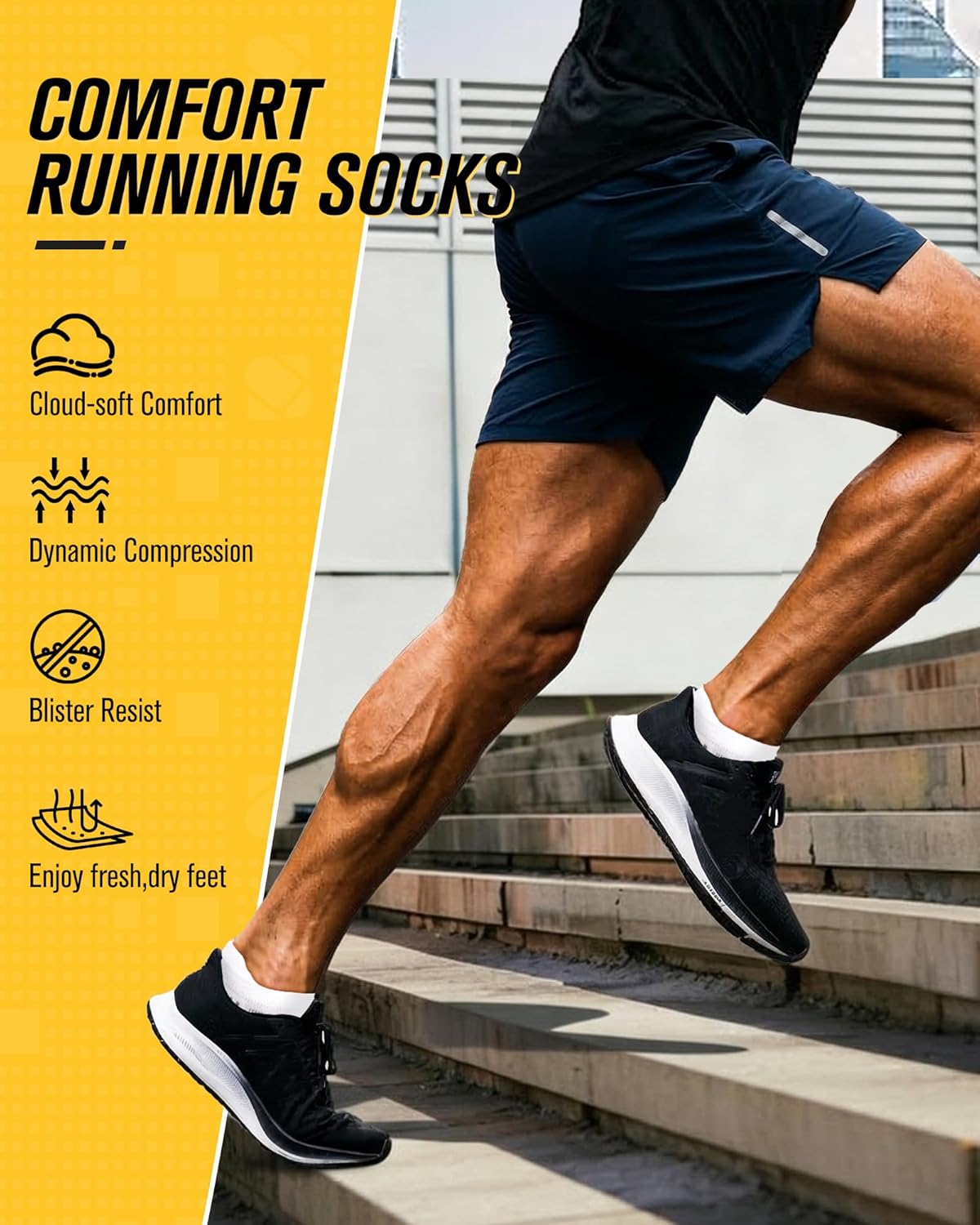 Detalle de SukModen Ankle Running Socks for Men — Performance Anti-Blister Trainer Socks