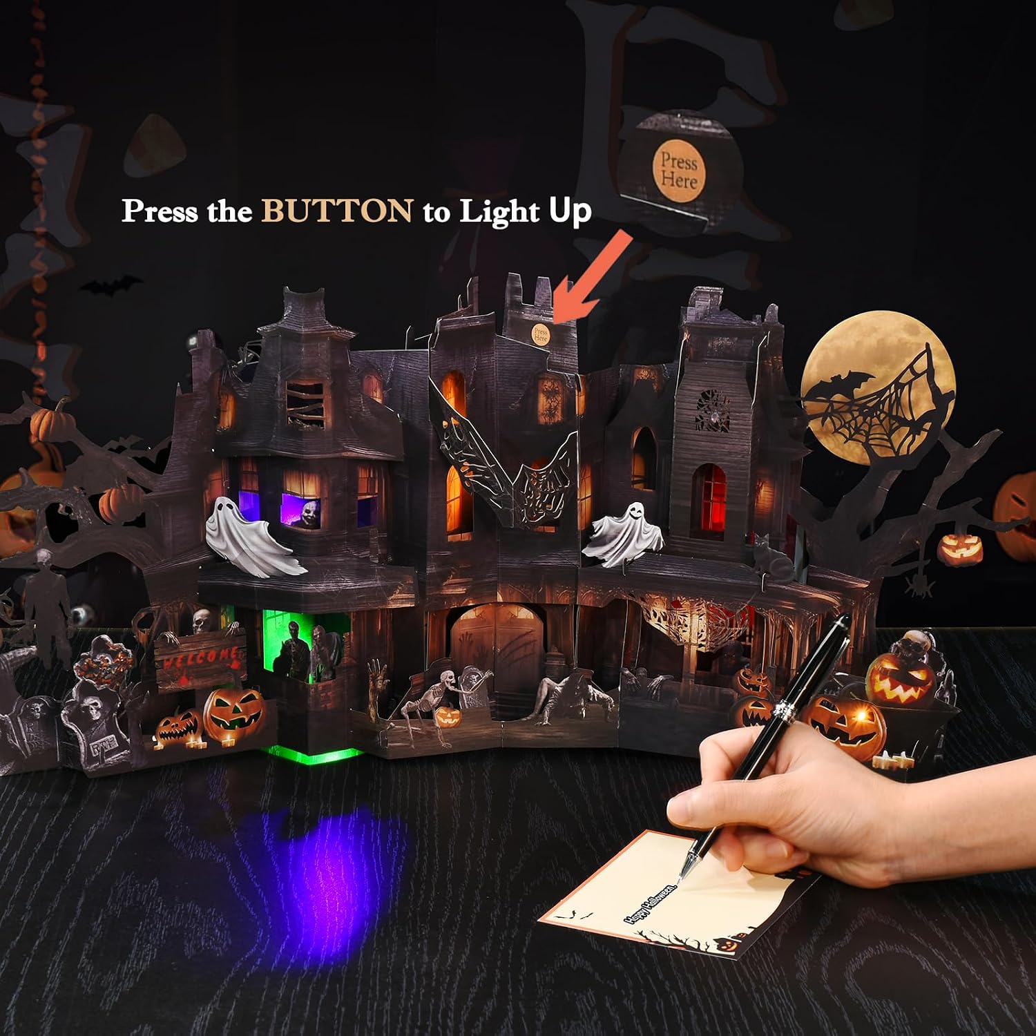 Detalle de Pop-Up Halloween Card, 20.8 x 9.4 Inches