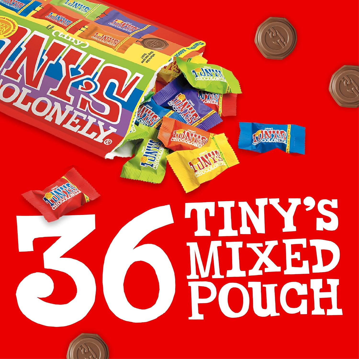 Detalle 2 de Tony’s Chocolonely 0850051897346 Chocolate Coins, 6 Flavors, 36 Count