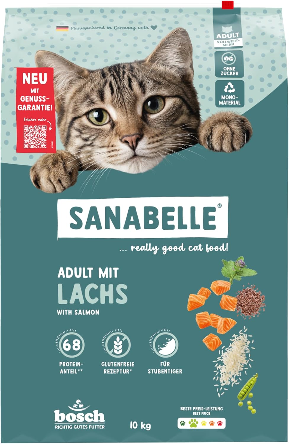 Detalle de Sanabelle Classic Lachs – Trockenfutter für ausgewachsene Katzen ab 12 Monaten (10 kg)