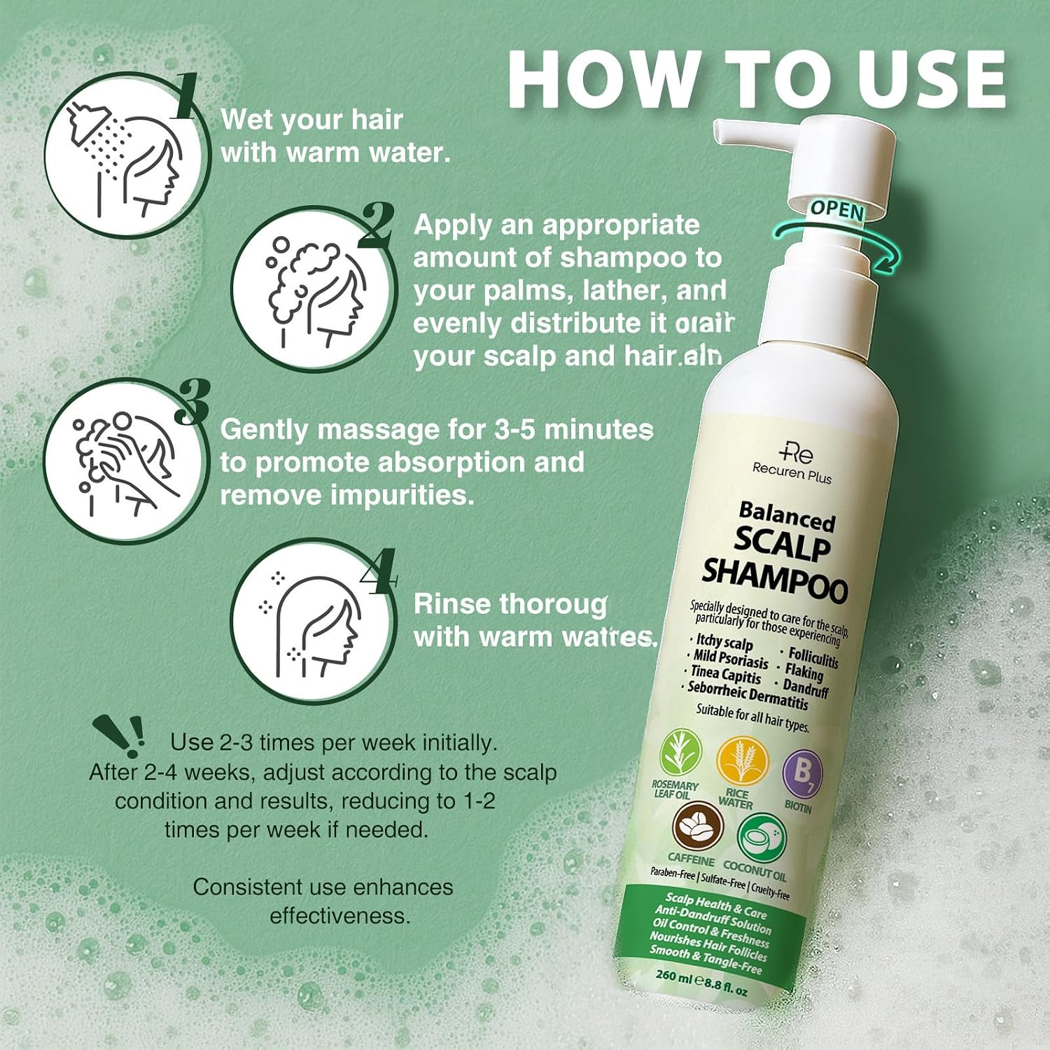 Detalle de Recuren Plus Antifungal Shampoo for Scalp Wellness