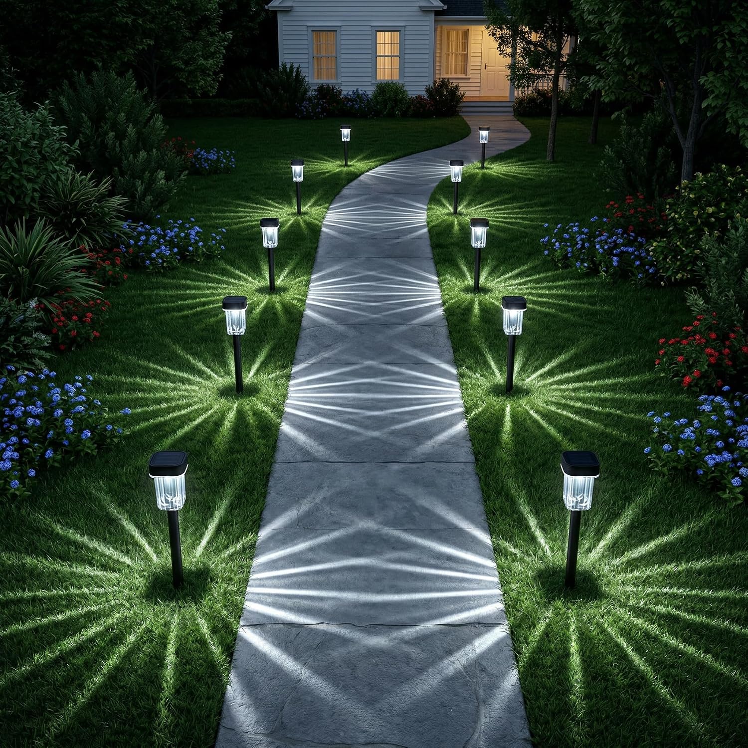Detalle de LIANGLOME T58-12PKCW Solar Pathway Lights, 12-Pack, 6000K Cool White