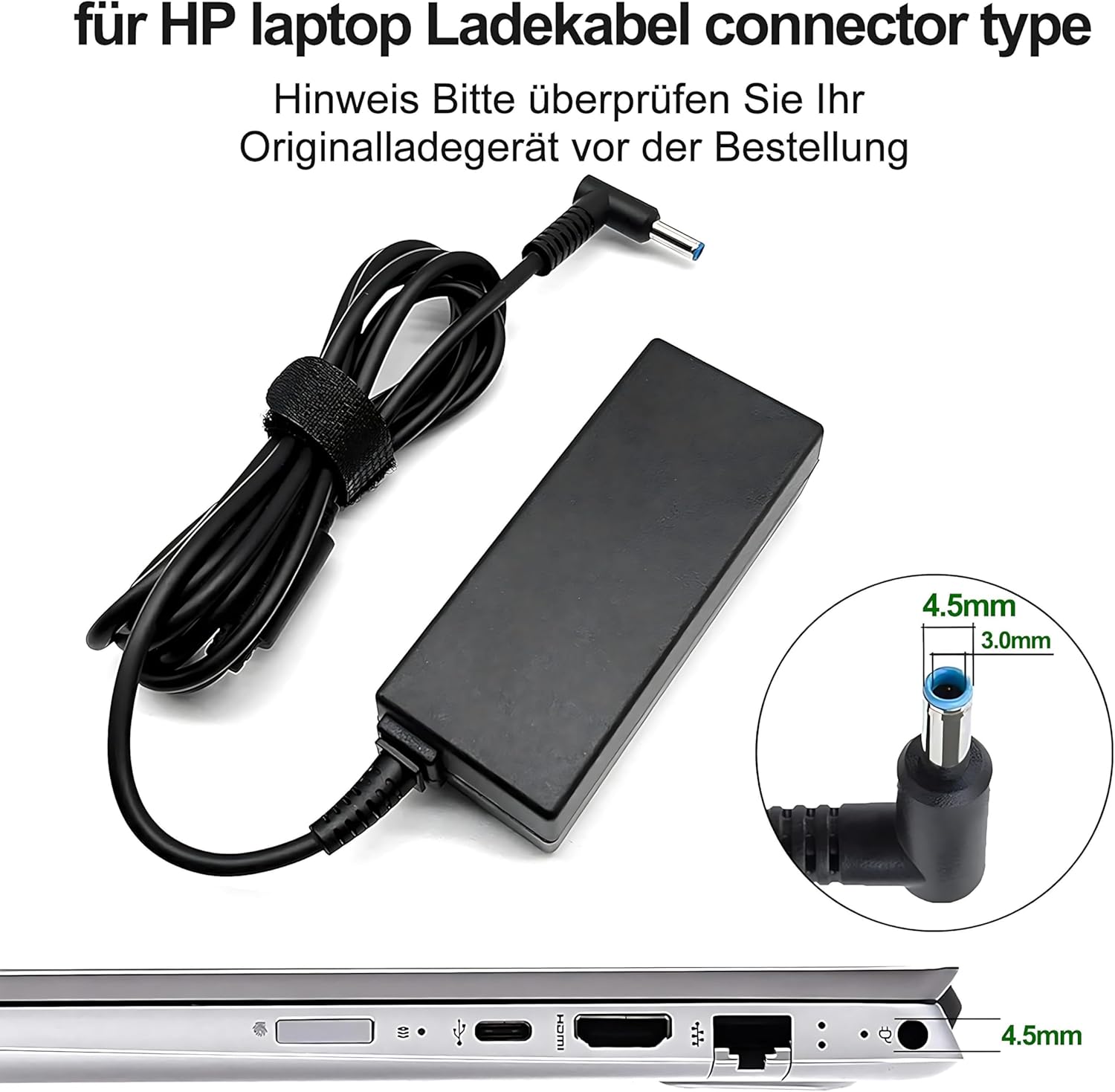 Thumbnail 1 de HP Ladekabel Ersatz 45W 19,5V 2,31A Blaue Spitze