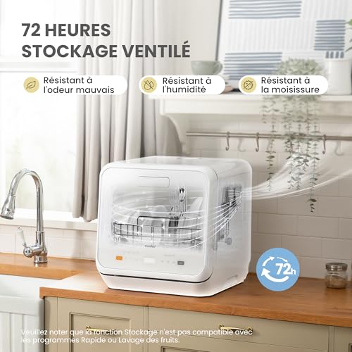 Detalle de COMFEE' Mini Lave-vaisselle de Comptoir 6 Programmes – Blanc (CDWMTO201D(W))