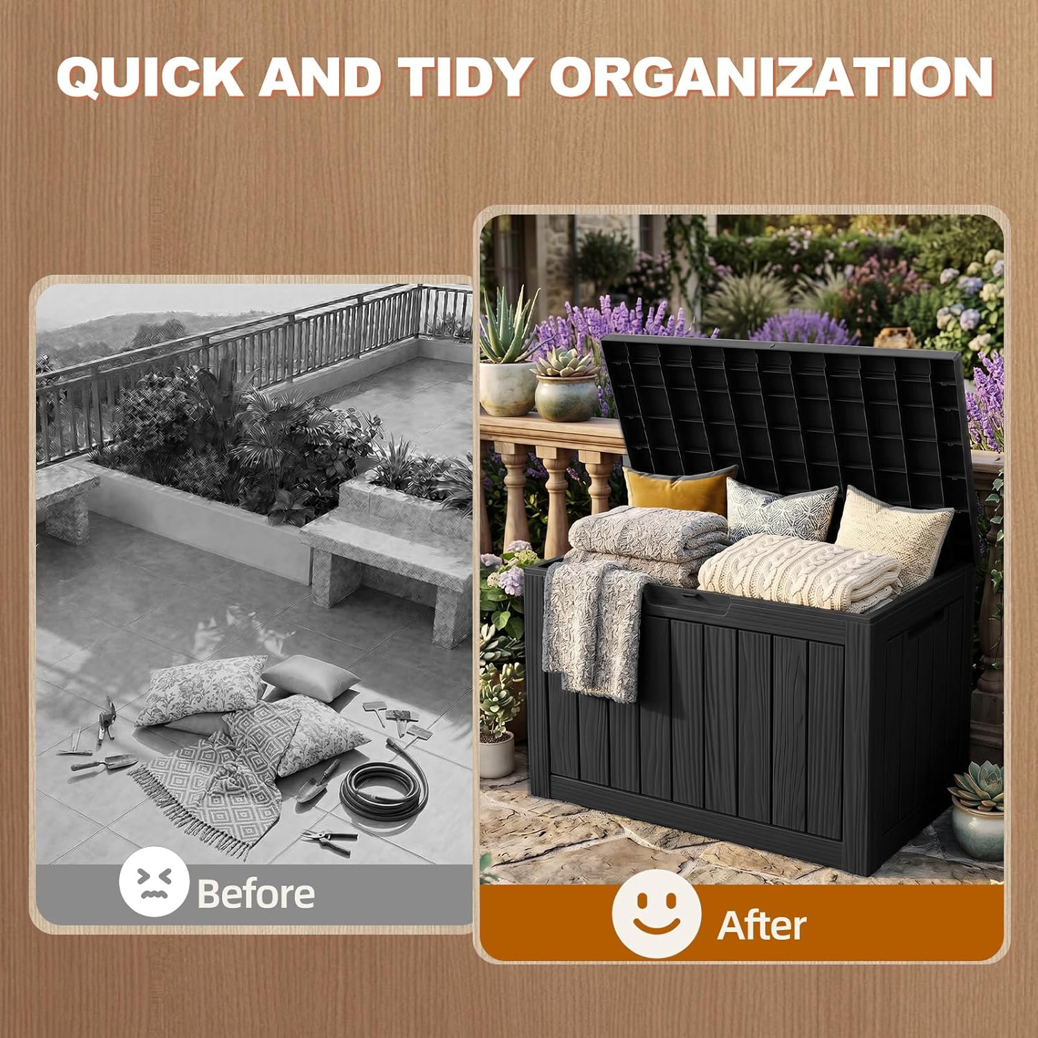 Thumbnail 3 de EFU A122A 75-Gallon Outdoor Storage Box, Waterproof UV-Resistant Resin, Black