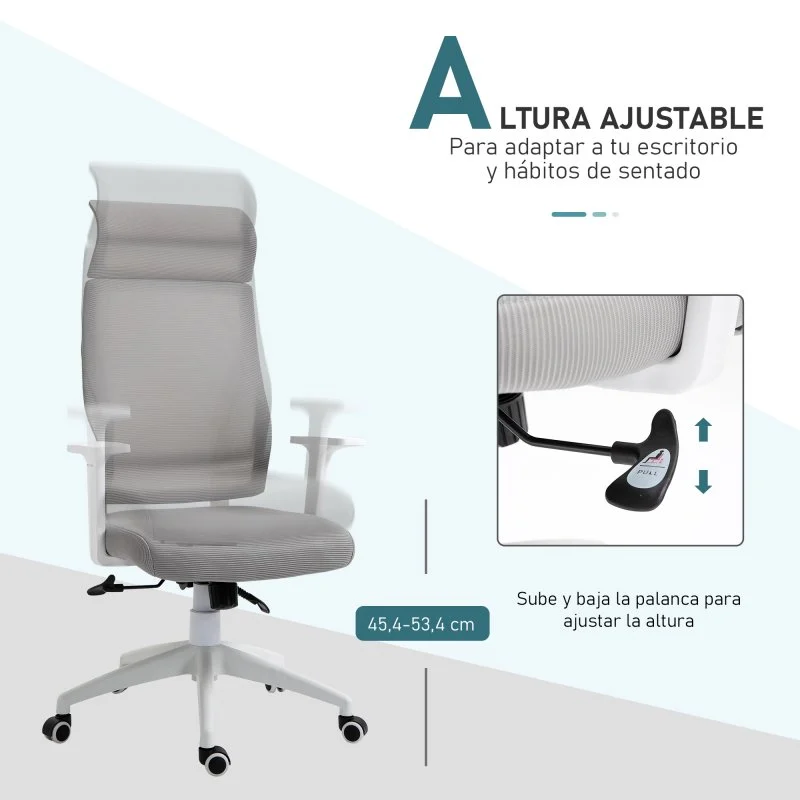 Detalle de Vinsetto Silla de Oficina Ergonómica y Ajustable Gris