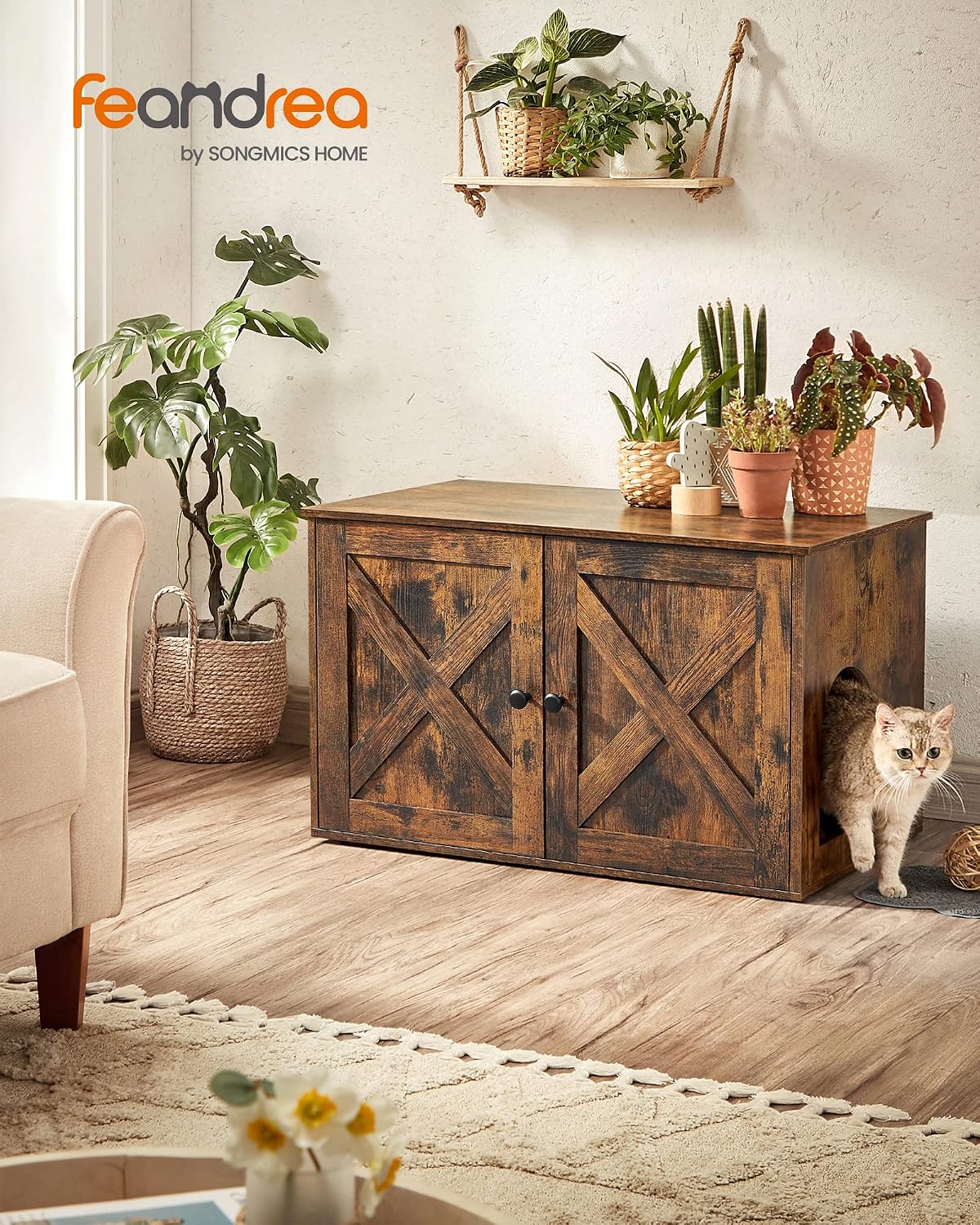 Detalle de Feandrea Cat Litter Box Enclosure 31.5 x 20.9 x 19.7 Inches