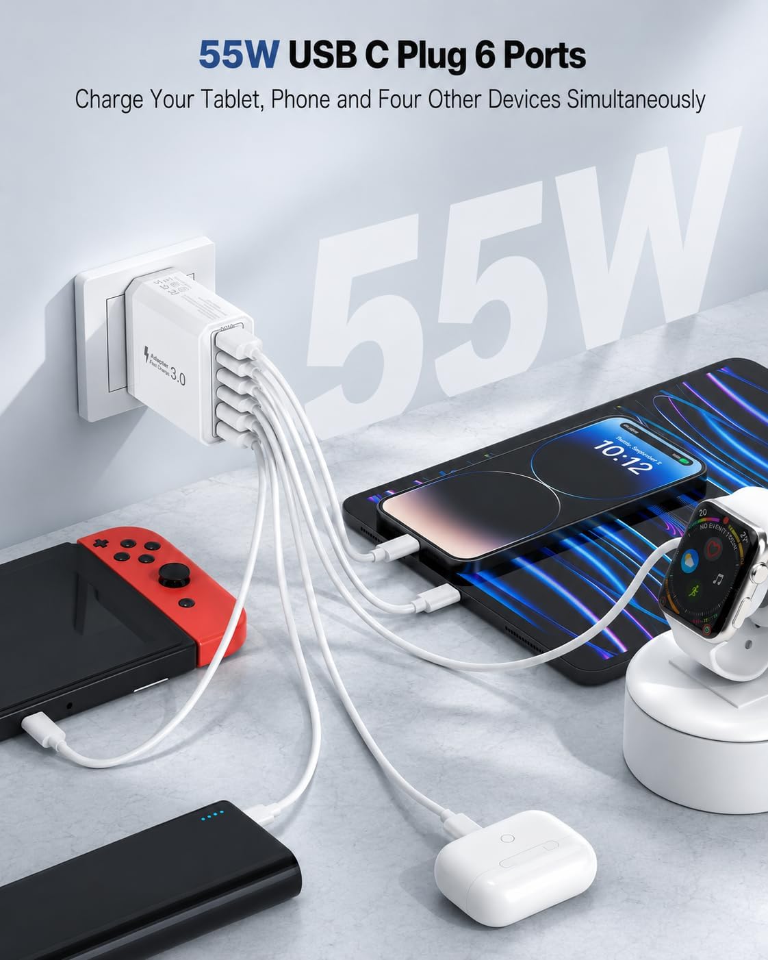 Thumbnail 1 de USB C Plug 6‑Port 40W Multi USB Charger
