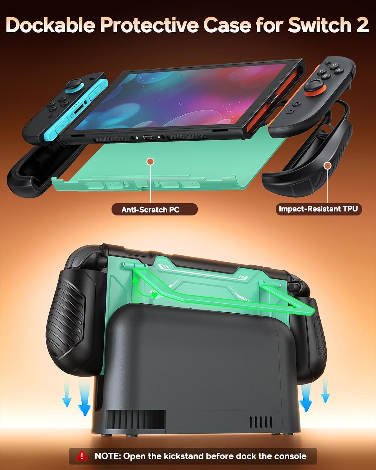 Detalle de FYOUNG Schutz in Militärqualität Dockable Hülle für Nintendo Switch 2 (2025) – Hellgrün