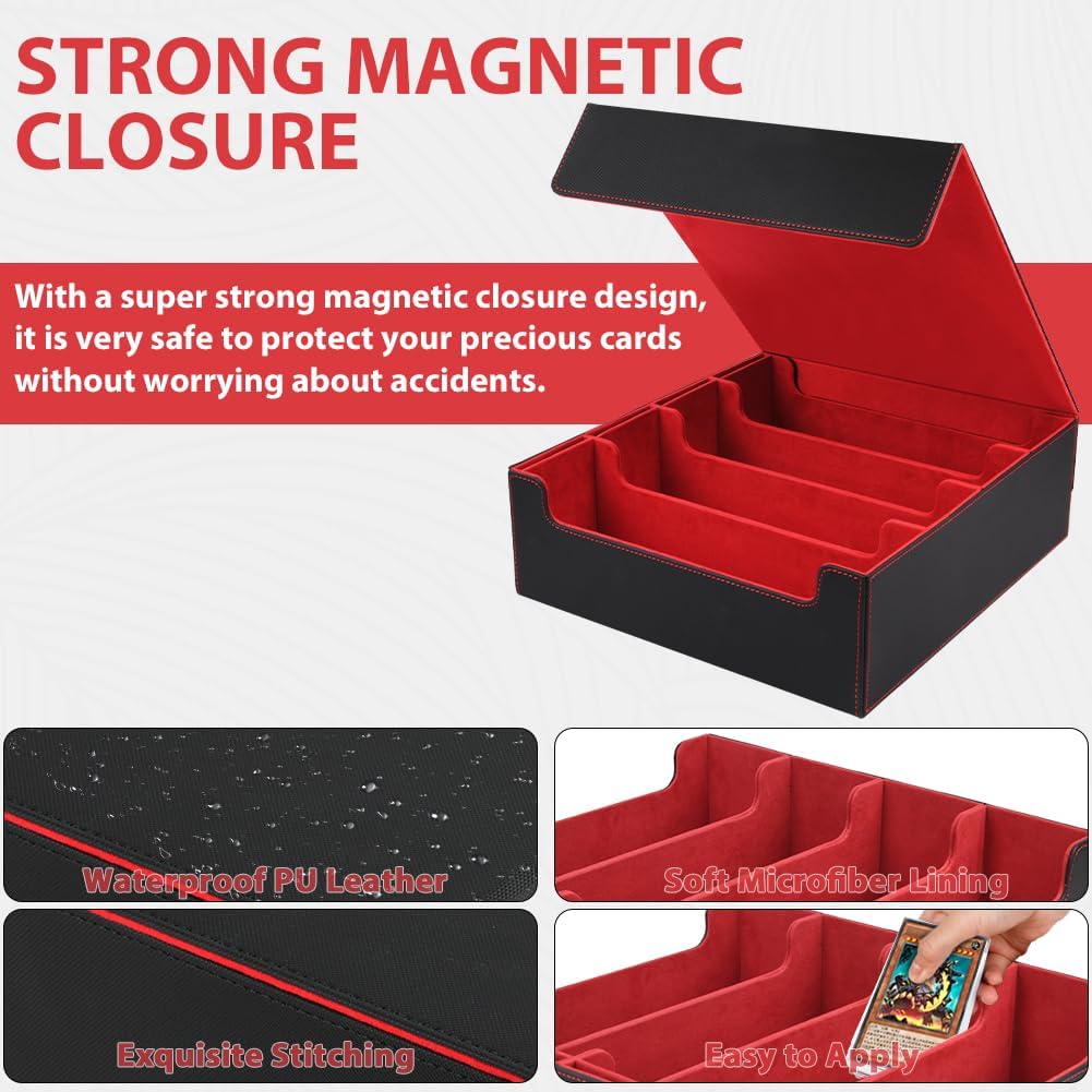 Detalle de Aolso Deck Box – Grand rangement pour cartes à collectionner (1800+) en cuir synthétique, avec séparateurs et fermeture magnétique