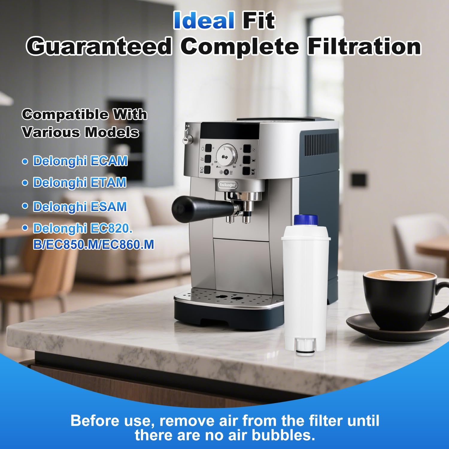 Detalle 2 de Azyvum Filtre à Eau 6 Pièces waterfilter voor De’Longhi, actieve kool