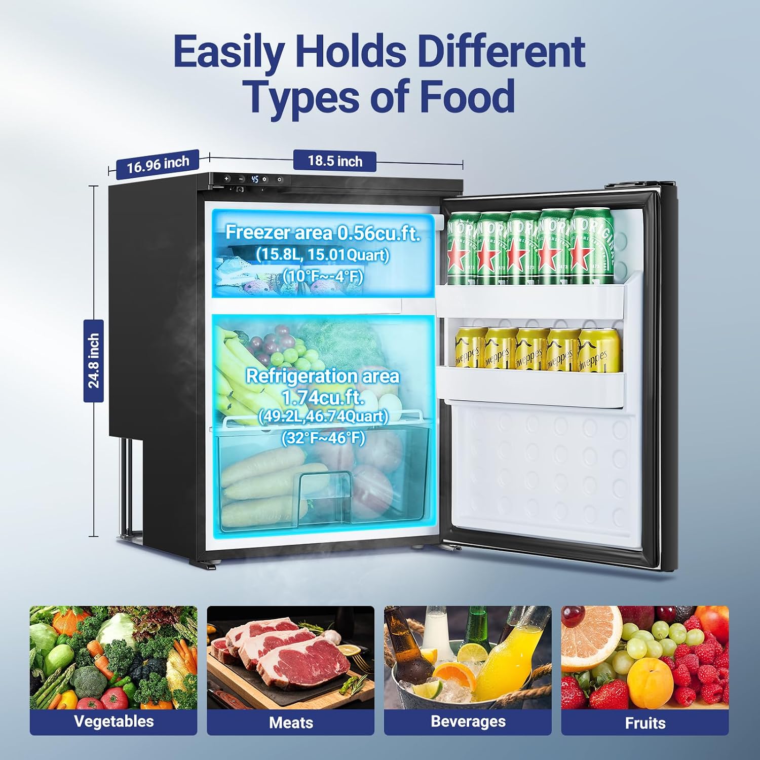Detalle de AAOBOSI 65L Campervan Fridge Freezer (12V) with APP Control