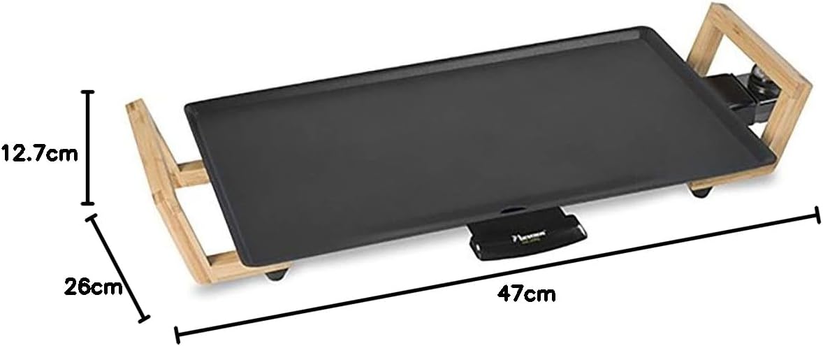 Detalle de Bestron ABP602BB piastra elettrica per grigliare Asia Lounge da tavolo, antiaderente (nero/legno)