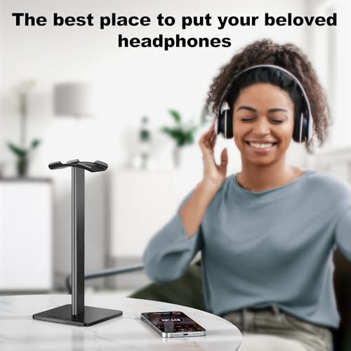 Detalle de New Bee Kopfhörerständer – universaler Aluminium-Halter für Kopfhörer und Headsets, Schwarz