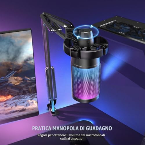 Thumbnail 4 de FIFINE USB Microfono da tavolo per PC/PS4/PS5 – streaming e podcast conRGB, mute e controllo volume