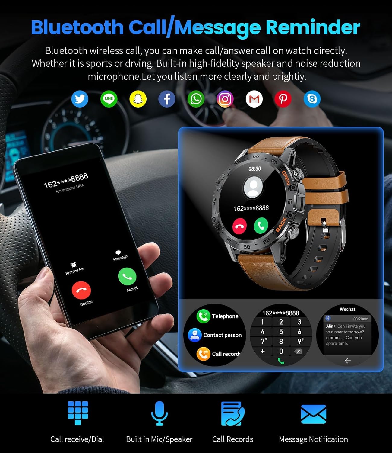 Detalle 2 de FOXBOX Smart Watch for Men 1.39" Military with SpO2 24H HR