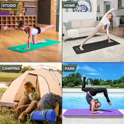 Thumbnail 3 de ProsourceFit Tapete de Yoga y Pilates Extra Grueso 1/2” (13 mm), 71” de largo – alta densidad con espuma de confort y correa de transporte