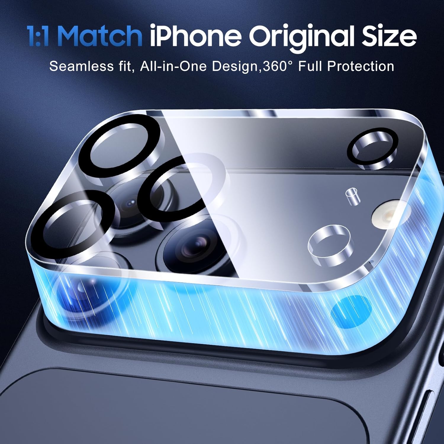 Detalle 2 de UniqueMe 3-Pack iPhone 17 Pro Max Camera Lens Protector with Drop Protection