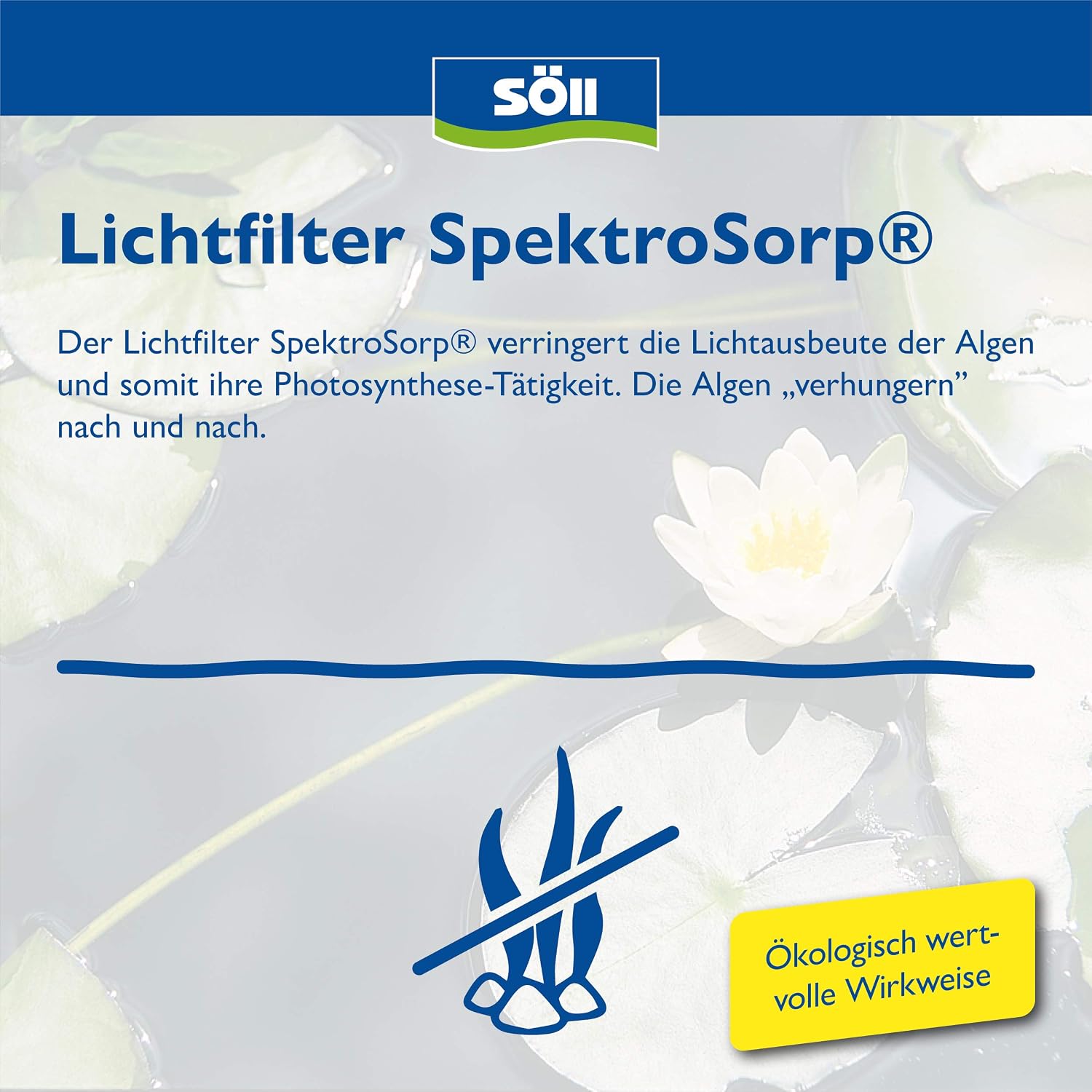Detalle 2 de Söll AlgoSol Teichpflege gegen Algen 500 ml – effektive Algenbekämpfung mit Lichtfilter SpektroSorp